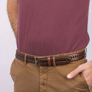 Dockers Men's Double V Weave Adjustable Braided Leather Belt 40 NWOT